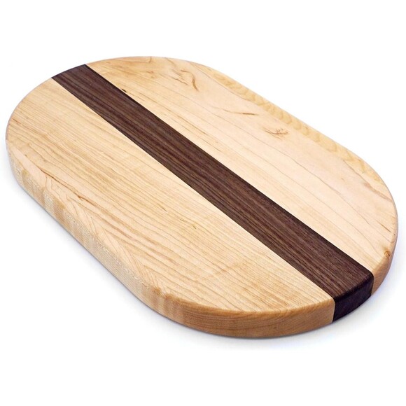 J.K. Adams Oval Cheese Board, 15" x 9" x .75", Maple and Walnut - Picture 1 of 2